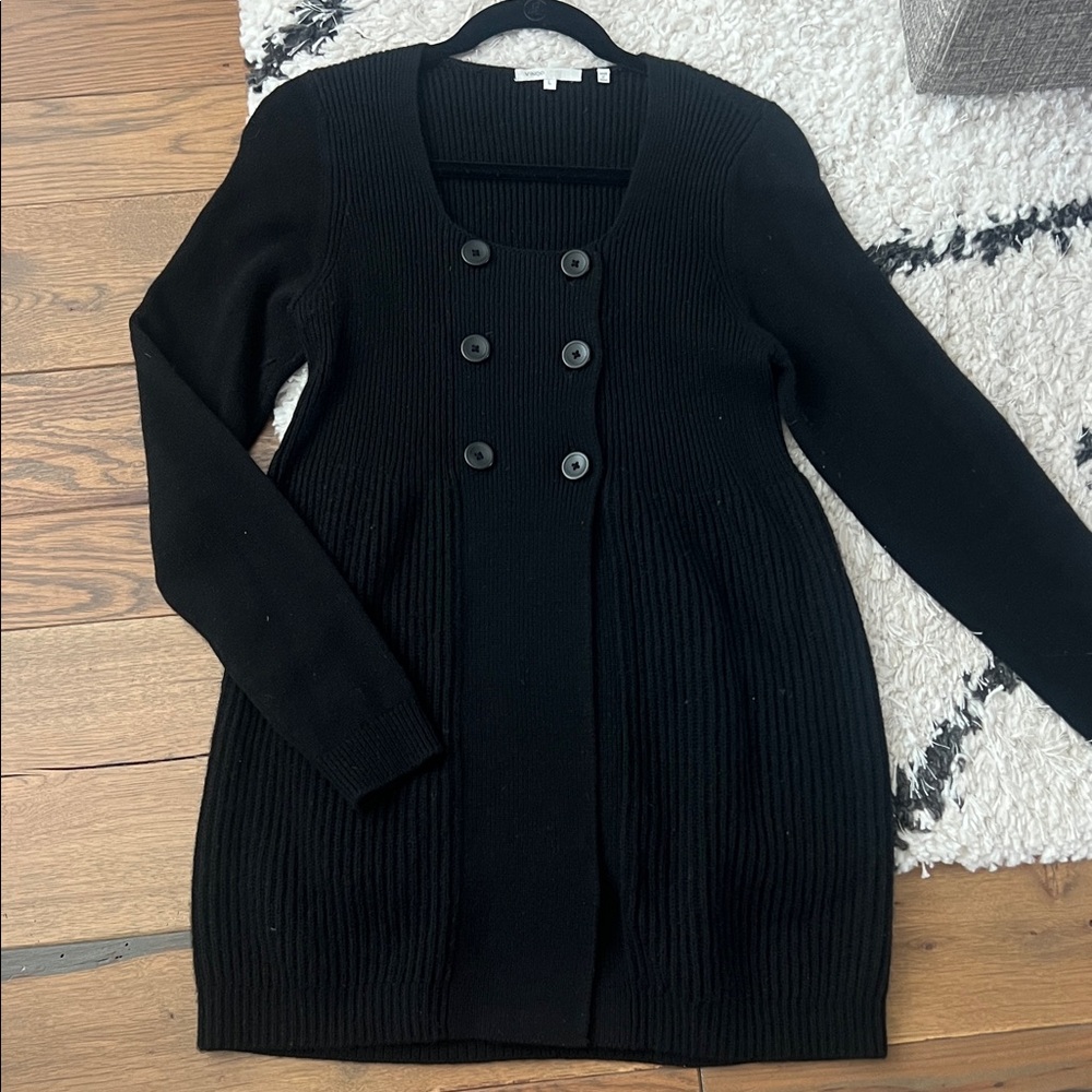 Vince Double-Breasted Knit Cardigan Dress
